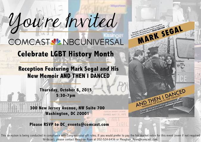 LGBT History Month Reception Featuring Author Mark Segal